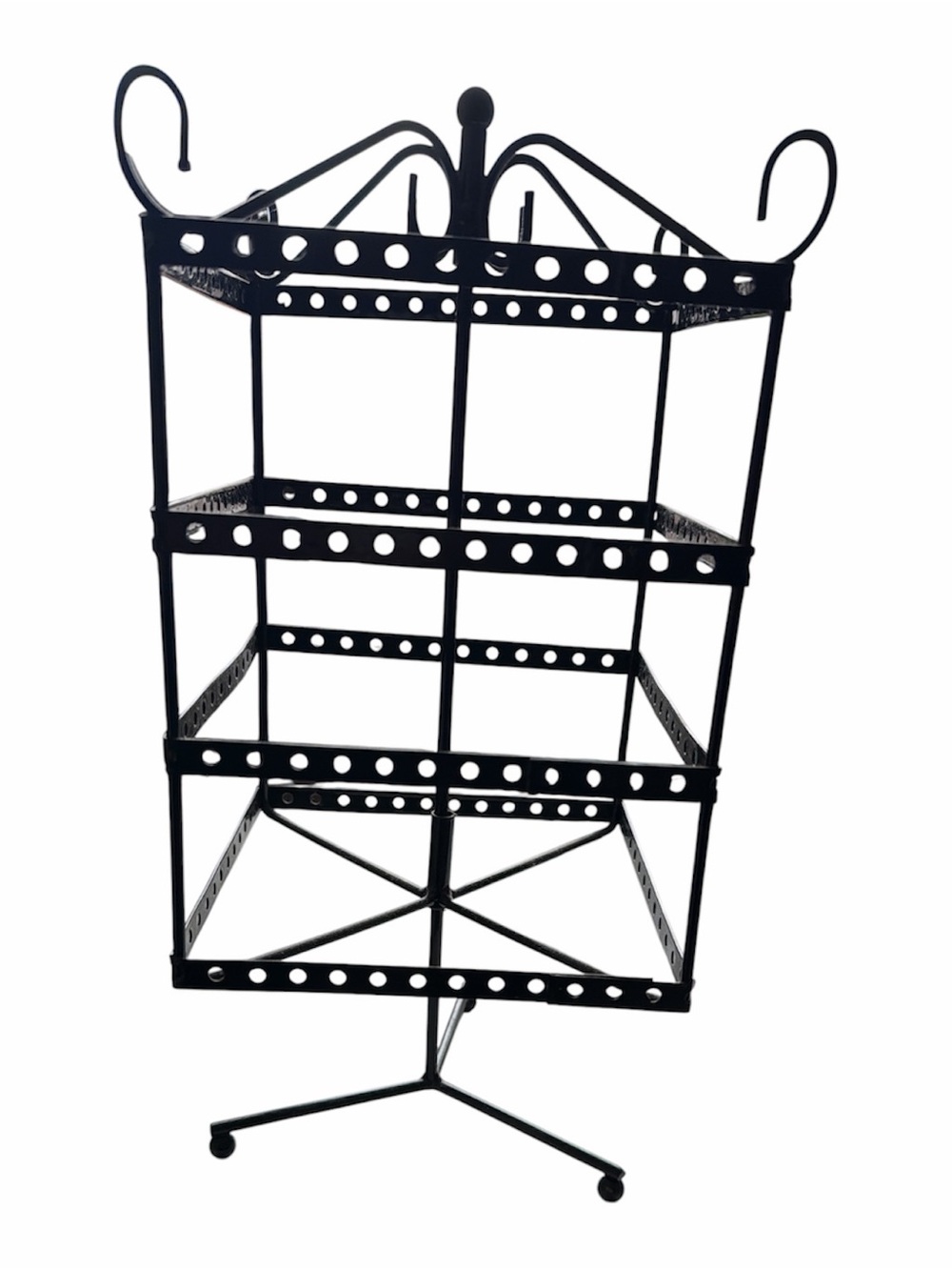 Black Metal Rotating Jewelry Earring Organizer Stand
